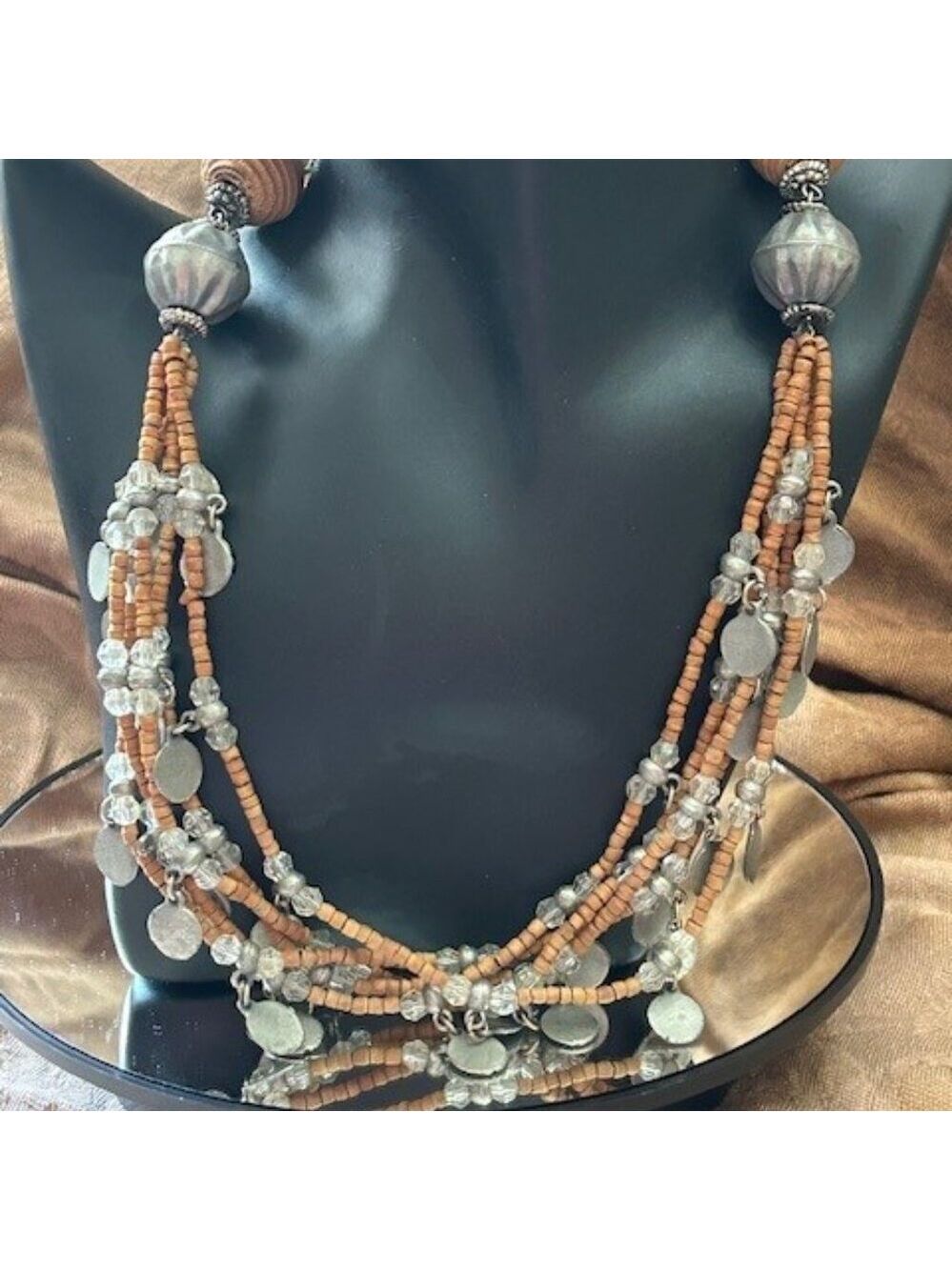 BOHO wood and metal necklace